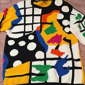 I.B DIFFUSION LINE Abstract Geometric Colorful Sweater Size Large
